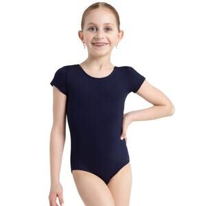 Dance Leotard Black Toddler Nylon Short Sleeve Ballet Tap